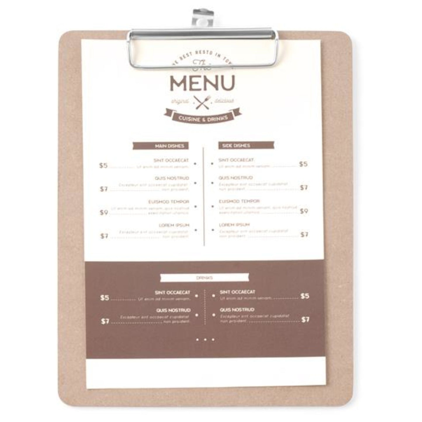 Signage – Menu card board with Clipboard clip 185x245 mm - Carlat