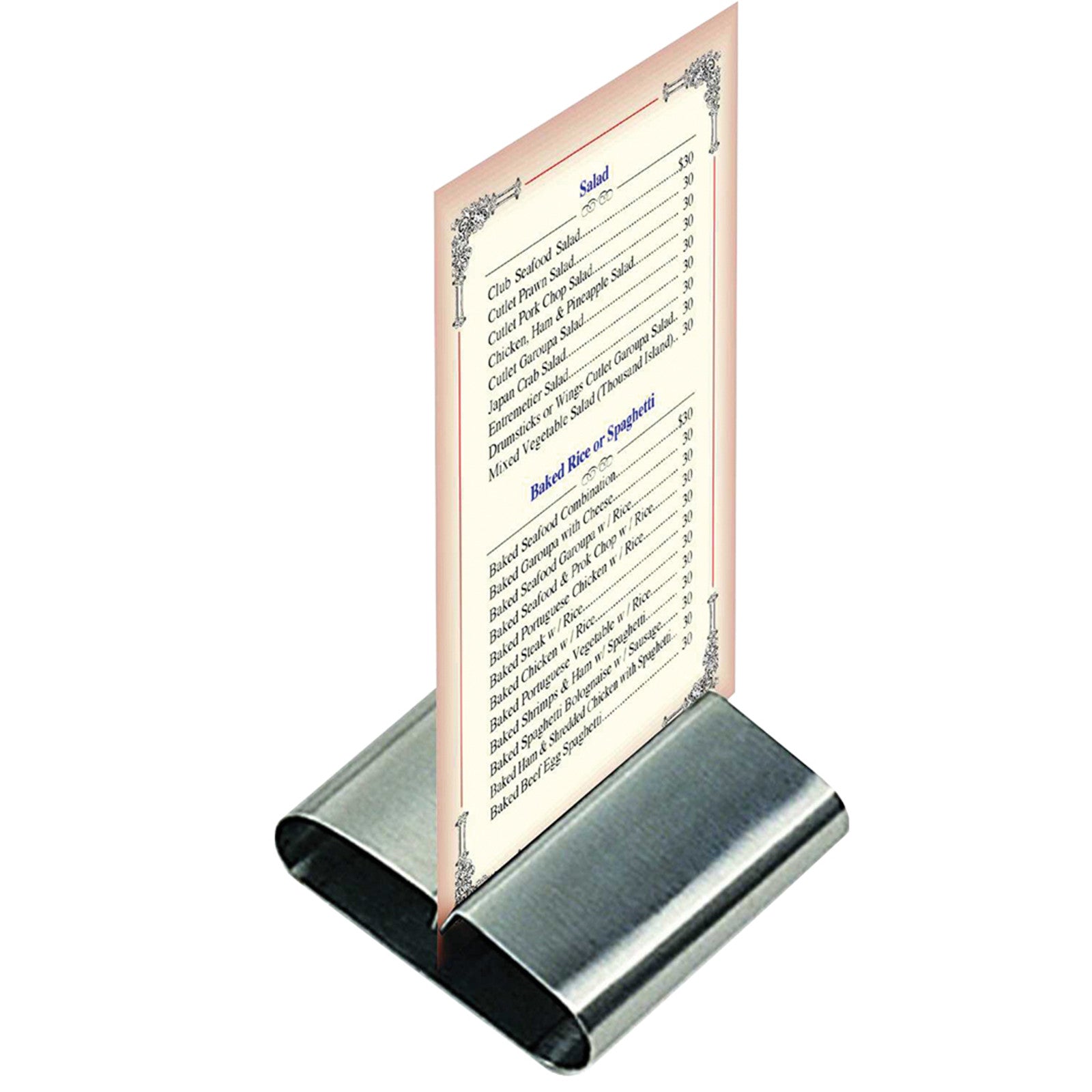 Signage – Stainless steel menu card stand, set of 6 - Carlat