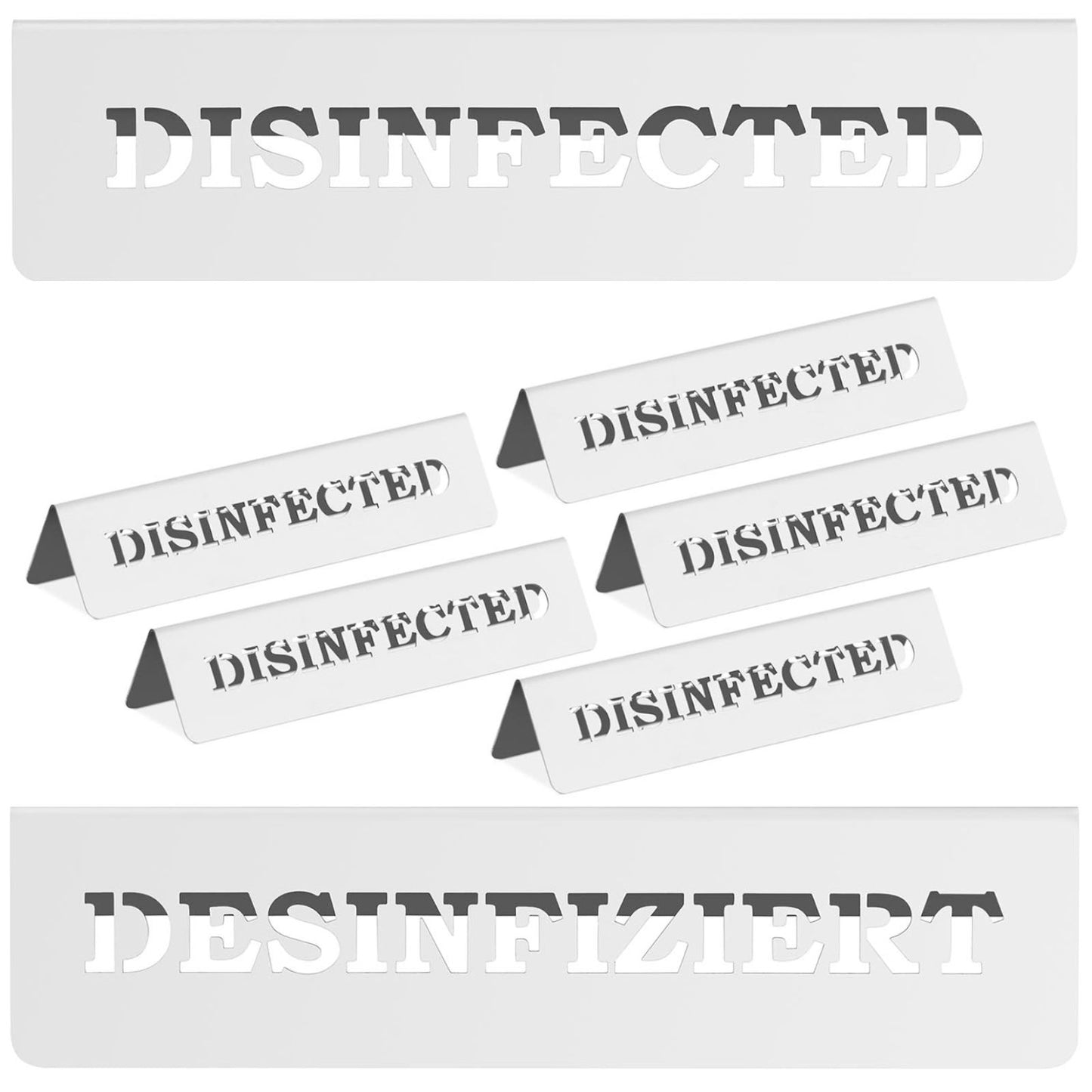 Signage – Stainless steel table information board DISINFECTED / DESINFIZIERT - Carlat