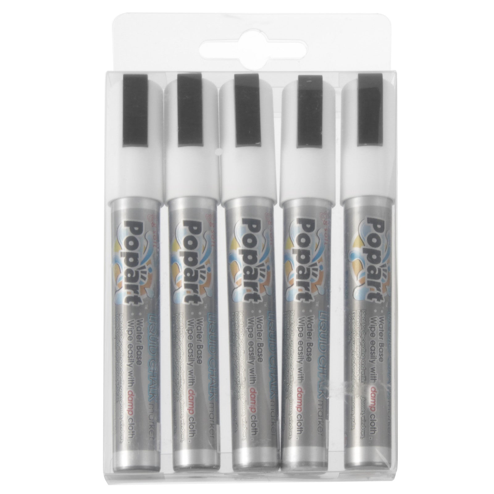 Signage – Whiteboard markers, tip 2-6mm, white, set of 5 - Carlat