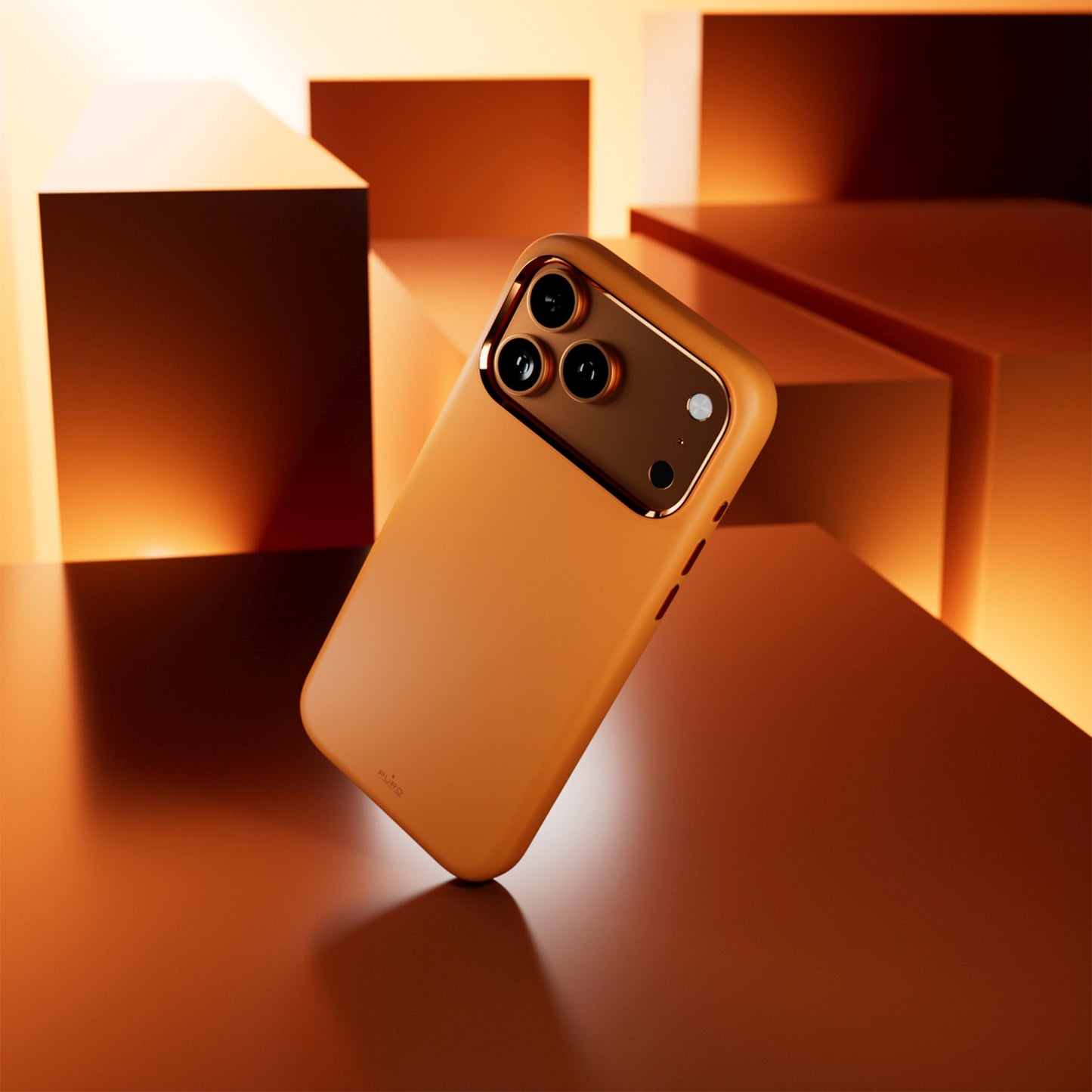 Silicone Case with Camera Protection and Aluminum Buttons for iPhone 17 Pro Max MagSafe - Orange - Carlat
