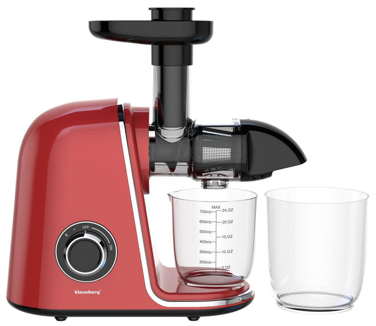 Slow juicer for fruits and vegetables, horizontal, cherry red, 150 W, Klausberg KB-7870 - Carlat