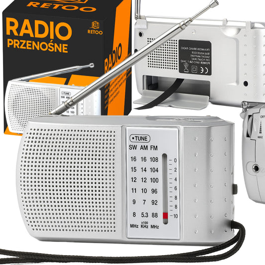 Small, Portable, Battery-Operated Kitchen Radio with FM/AM and SW, Silver Construction - ER1070 - Carlat