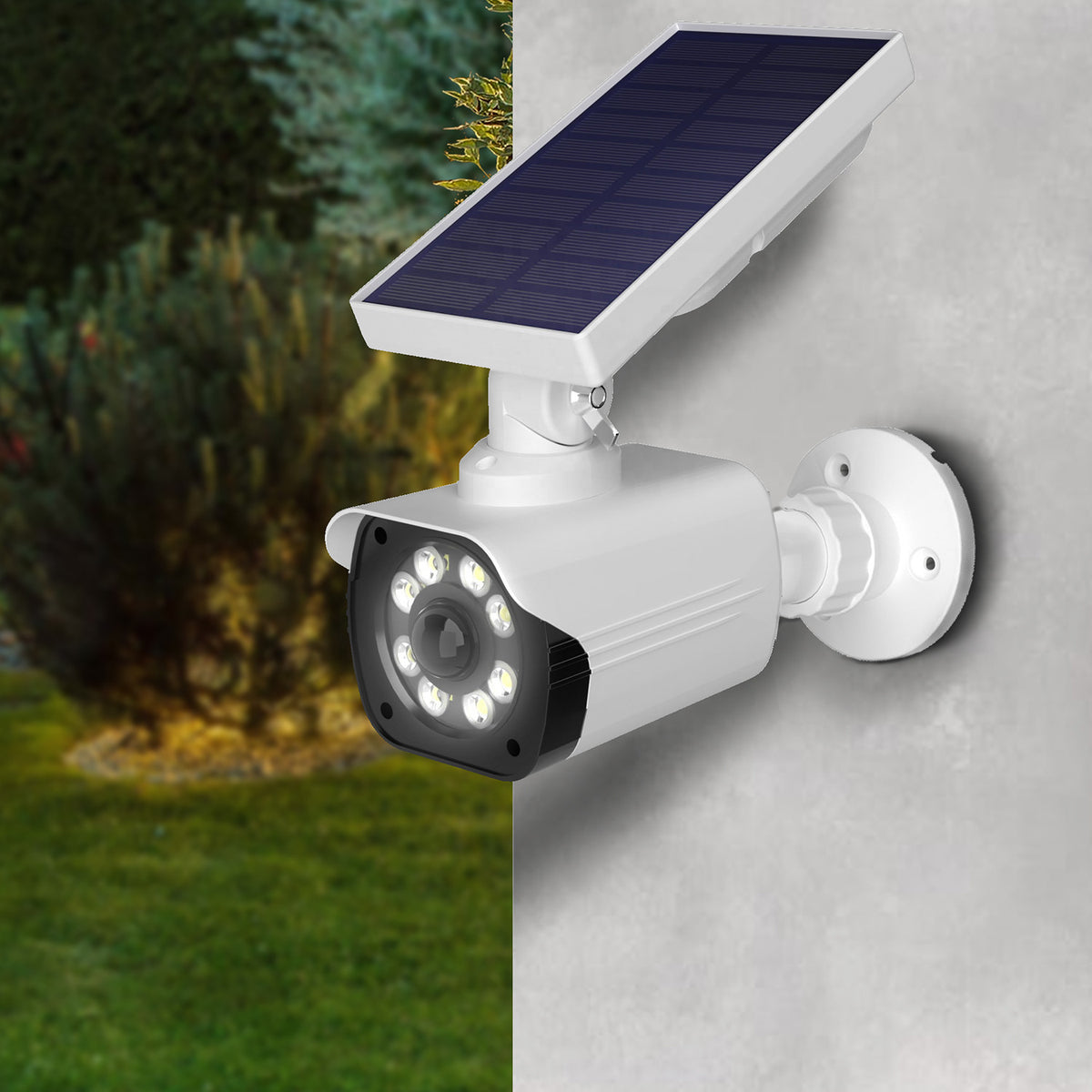 Solar-powered dummy camera, flashing LED, motion sensor, LED lighting, free sticker, SOL1800S/W - Carlat