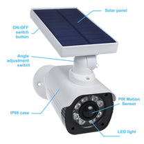 Solar-powered dummy camera, flashing LED, motion sensor, LED lighting, free sticker, SOL1800S/W - Carlat