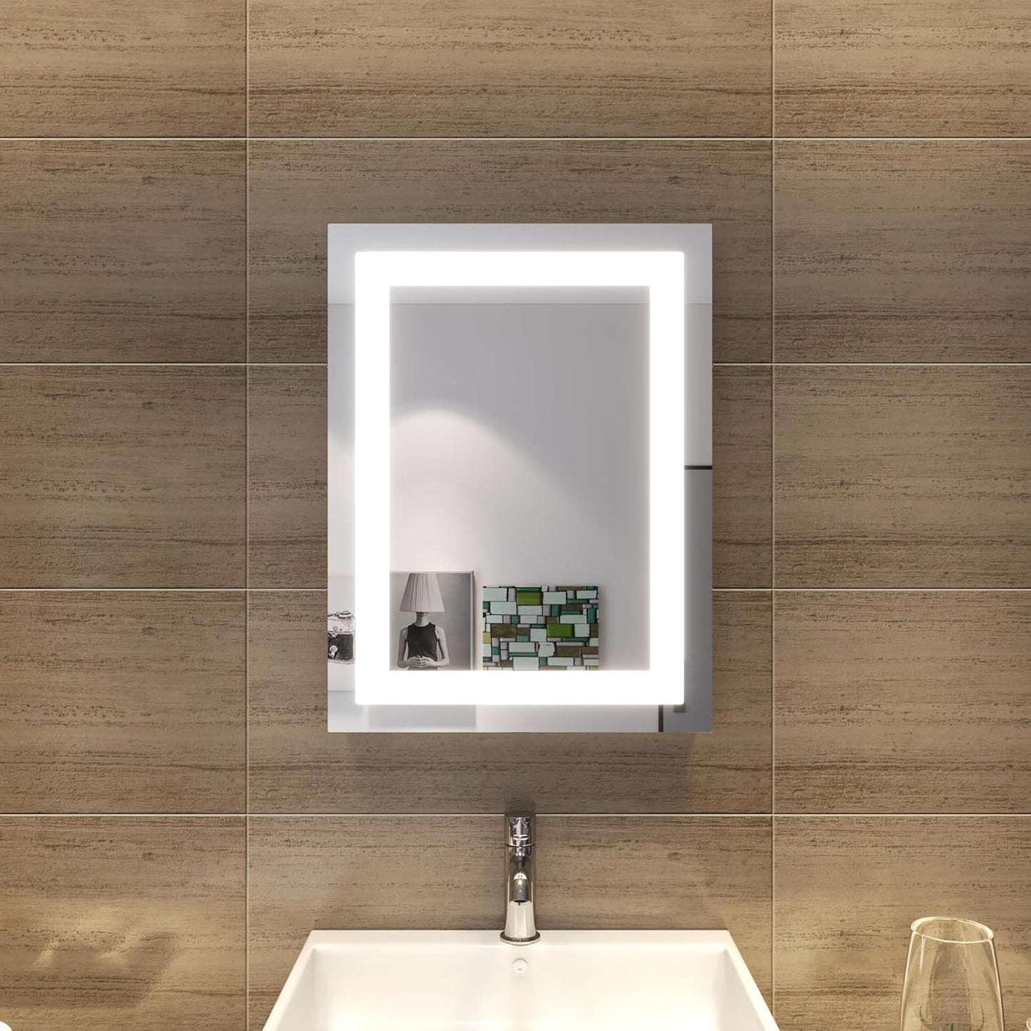 Sonni Bathroom LED Wall Mirror, Rectangular with LED Lighting, Cool White, IP44 Energy Saving - Carlat