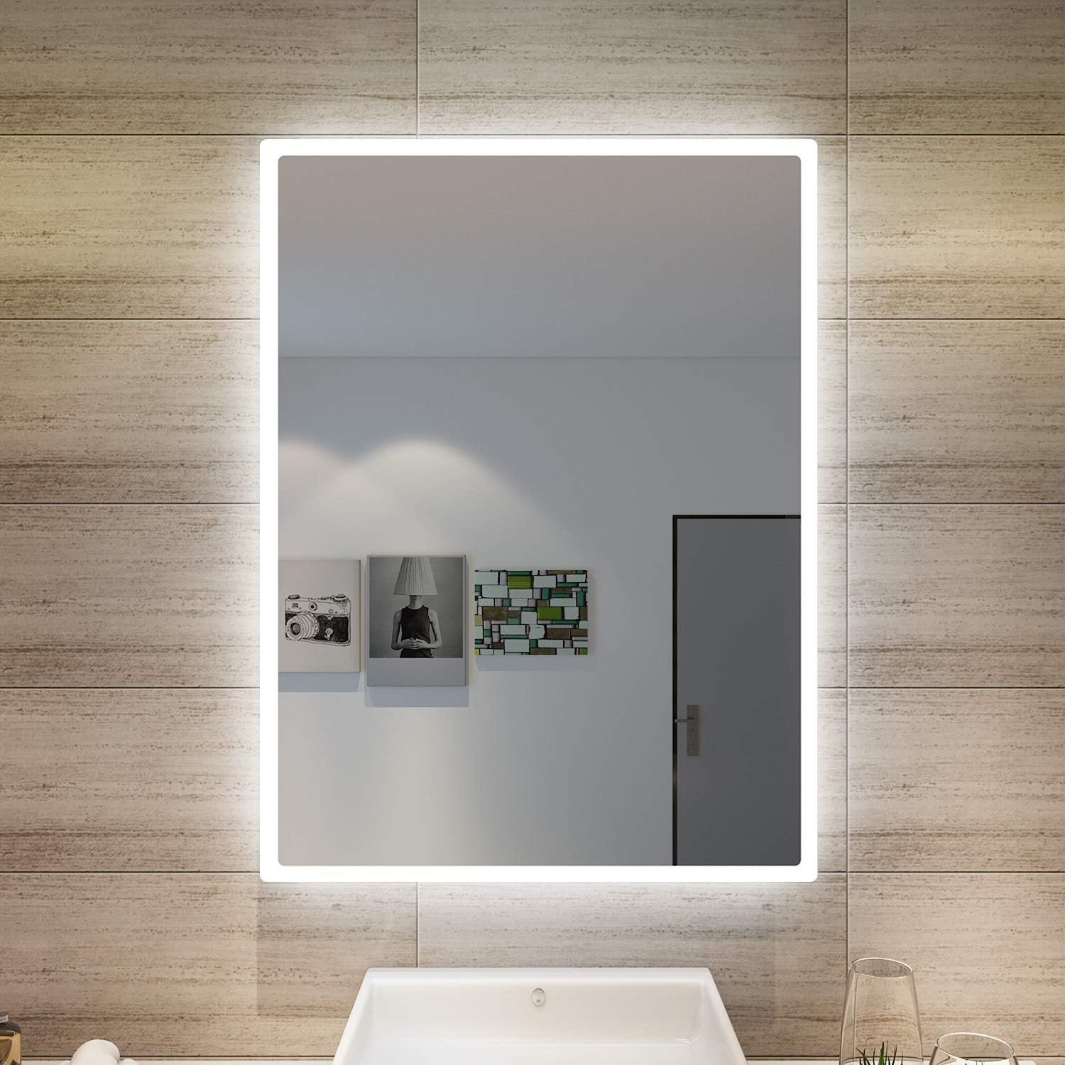 Sonni Bathroom LED Wall Mirror, Rectangular with LED Lighting, Cool White, IP44 Energy Saving - Carlat