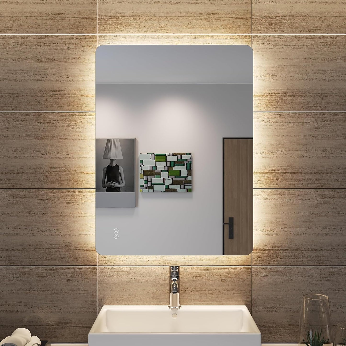 Sonni Bathroom LED Wall Mirror, Rectangular with LED Lighting, Cool White, IP44 Energy Saving - Carlat