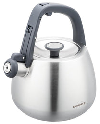 Stainless steel kettle with whistle, brushed silver, 2.5-liter capacity, Klausberg, KB-7773 - Carlat