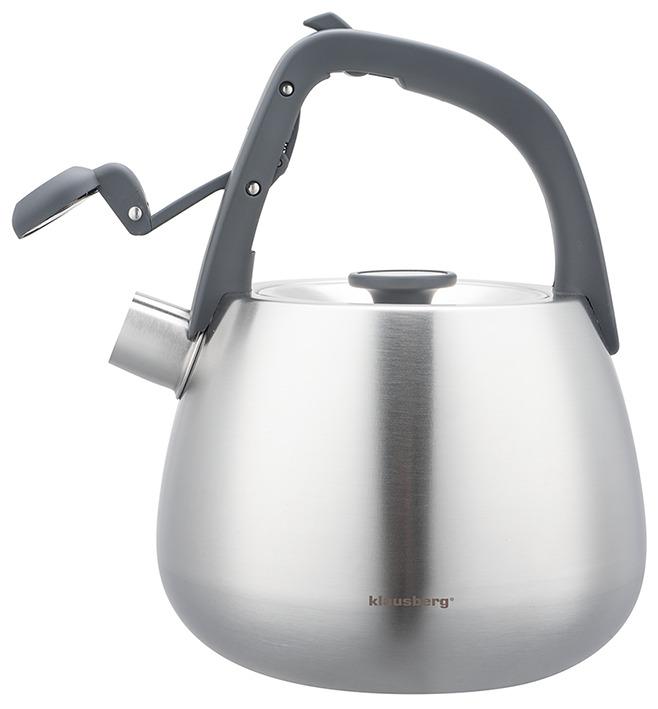 Stainless steel kettle with whistle, brushed silver, 2.5-liter capacity, Klausberg, KB-7773 - Carlat