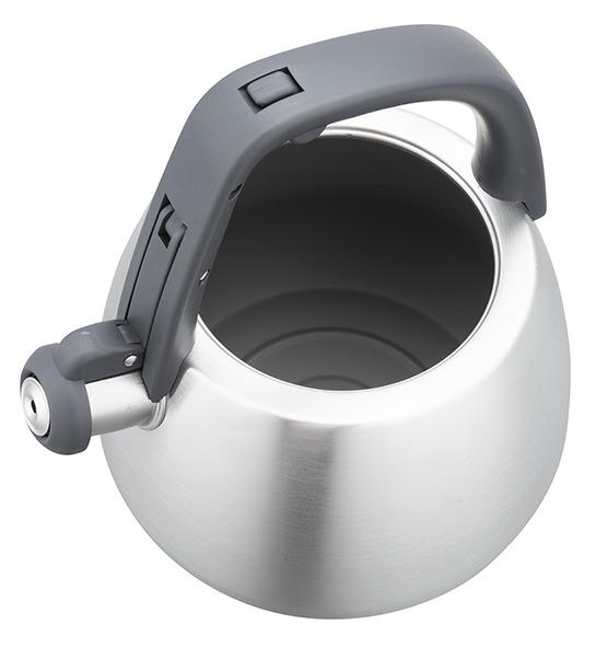 Stainless steel kettle with whistle, brushed silver, 2.5-liter capacity, Klausberg, KB-7773 - Carlat