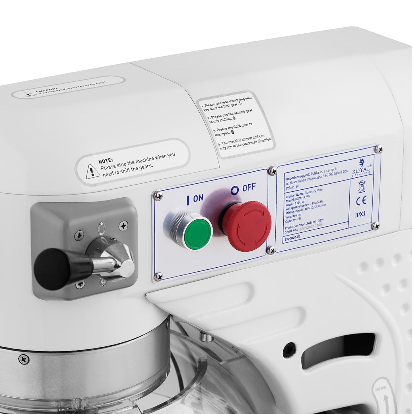 Stand Mixers – Spiral planetary mixer with lowerable bowl, 30 - Carlat