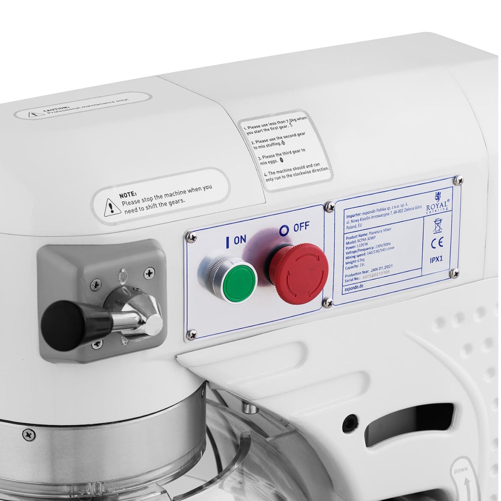 Stand Mixers – Spiral planetary mixer with lowerable bowl, 30 - Carlat