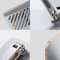 Stand, foldable stand for laptop, tablet, for standing work, silver - Carlat