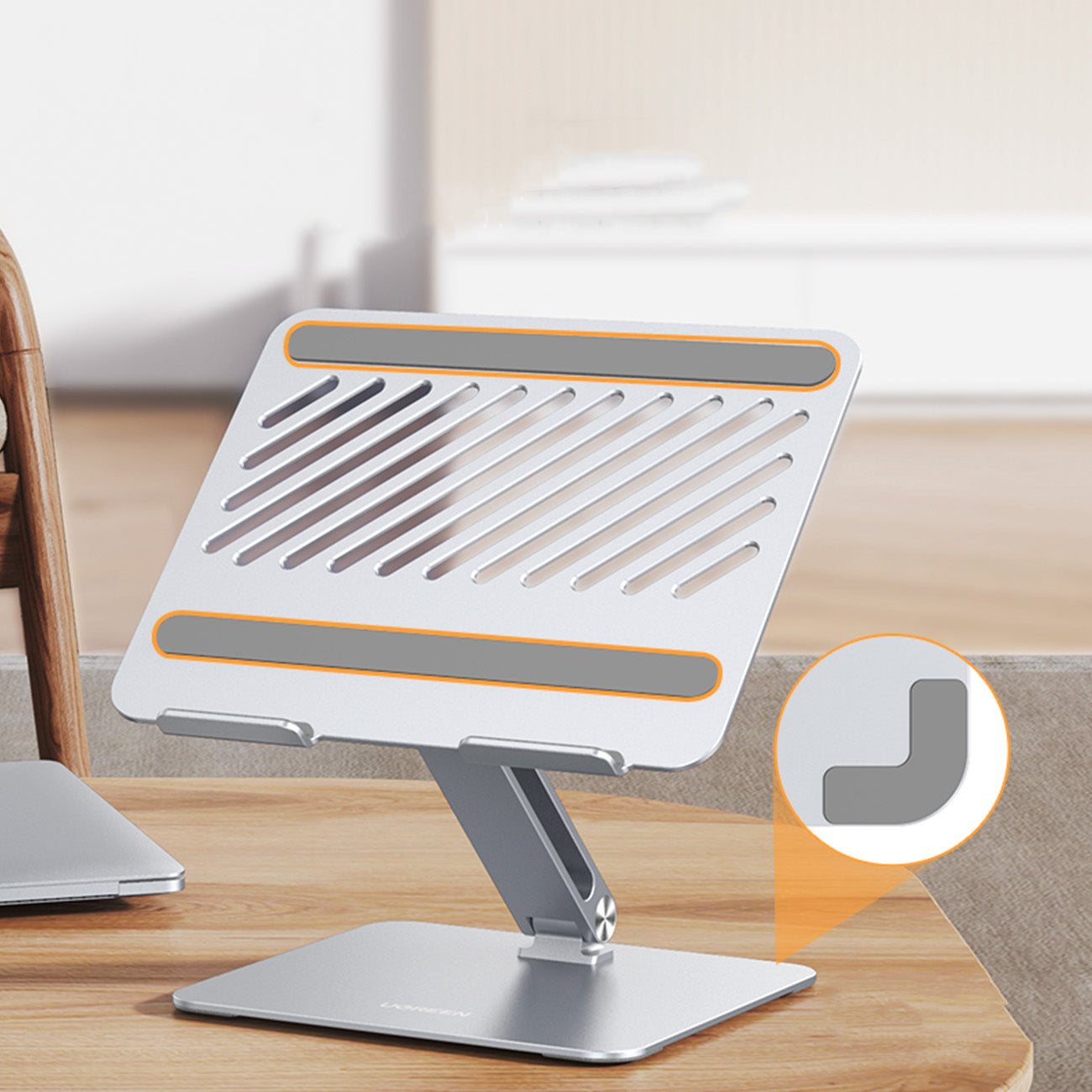 Stand, foldable stand for laptop, tablet, for standing work, silver - Carlat