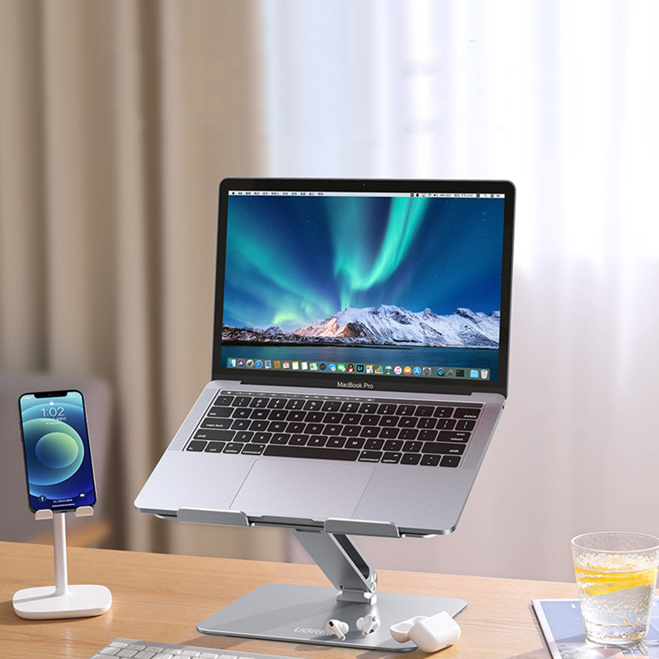 Stand, foldable stand for laptop, tablet, for standing work, silver - Carlat