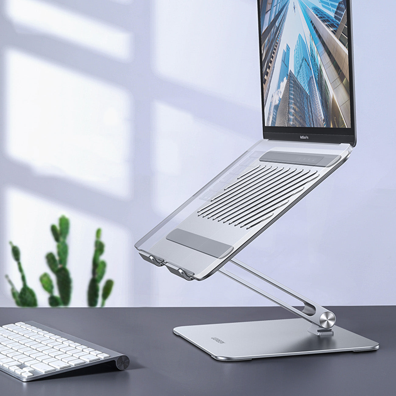 Stand, foldable stand for laptop, tablet, for standing work, silver - Carlat