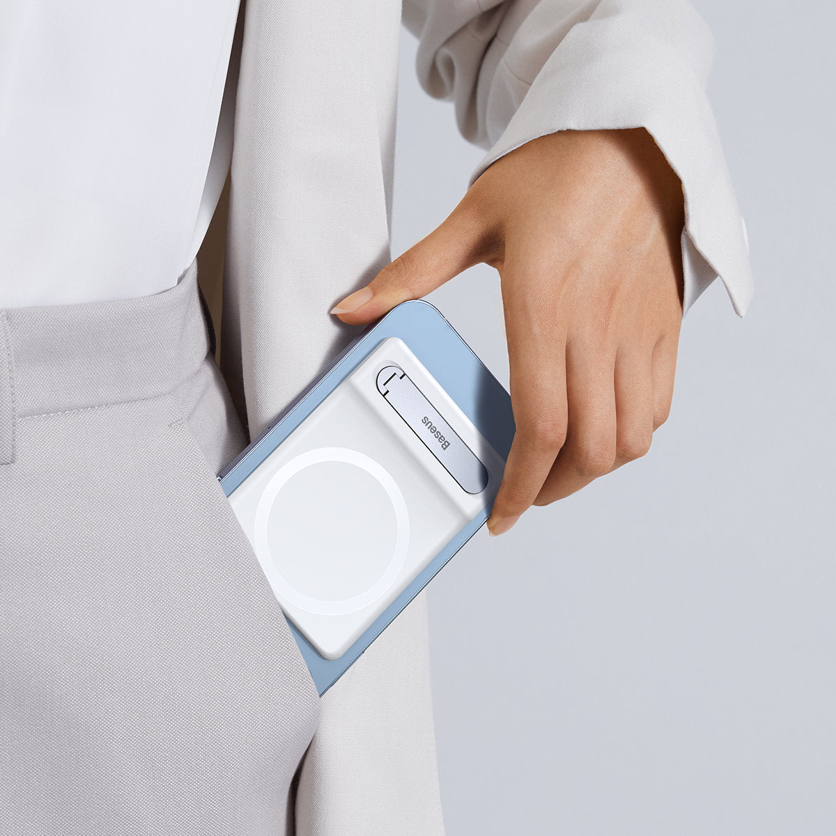 Stand for phone folding with magnetic handle white - Carlat