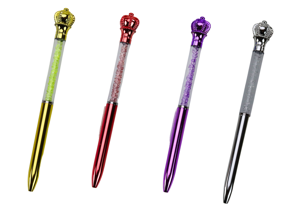 Stationery – Blue "Diamenciki" Pen with Crown, 0.7mm Refill, Assorted Colors - Carlat