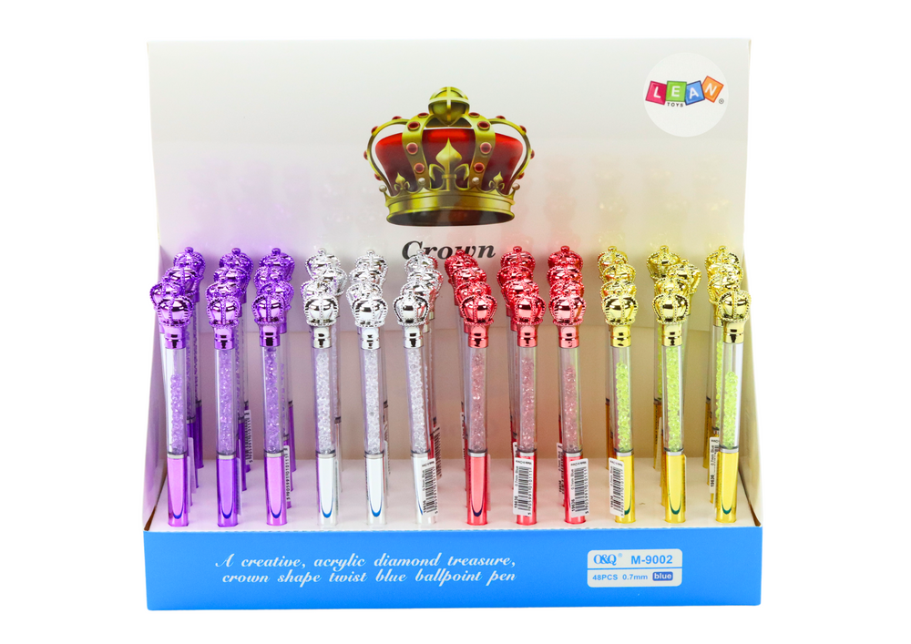 Stationery – Blue "Diamenciki" Pen with Crown, 0.7mm Refill, Assorted Colors - Carlat