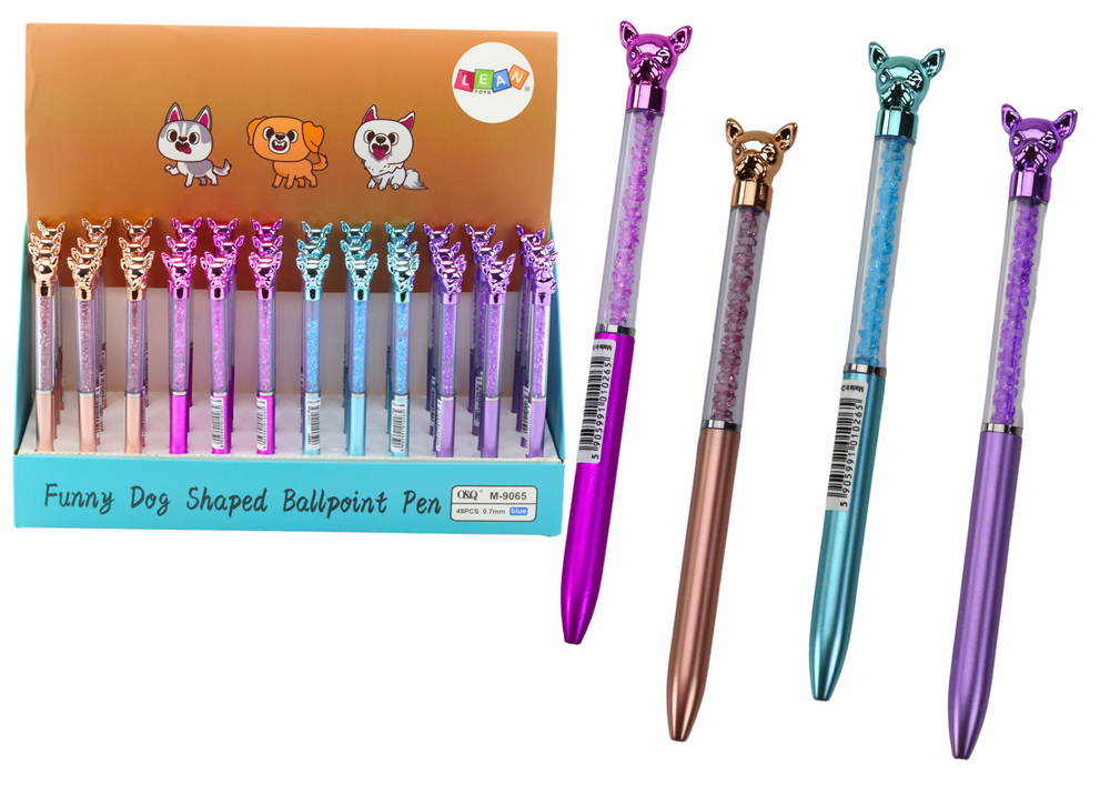 Stationery – Blue "Diamenciki" Pen with Dog, 0.7mm Refill, Assorted Colors - Carlat