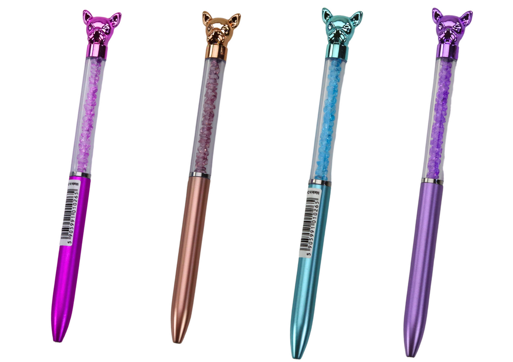 Stationery – Blue "Diamenciki" Pen with Dog, 0.7mm Refill, Assorted Colors - Carlat