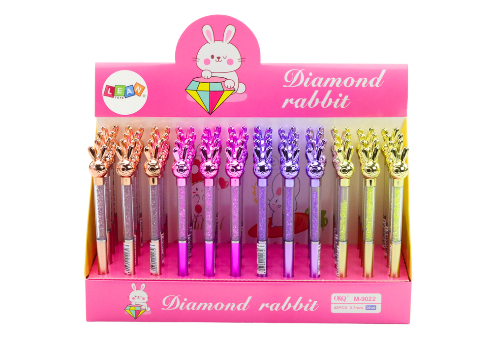 Stationery – Blue "Diamenciki" Rabbit Ballpoint Pen, 0.7mm Refill, Assorted Colors - Carlat
