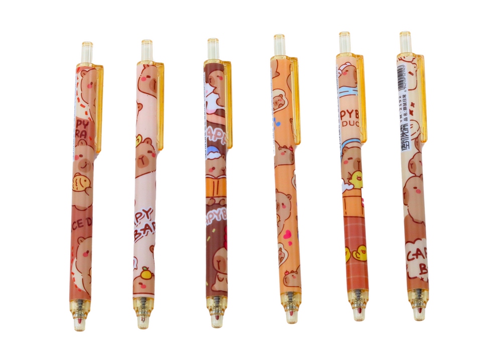 Stationery – Capybara Pen Set, 6 Pieces, Blue Ink - Carlat