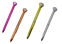 Stationery – Diamond-Embedded Ballpoint Pen, Shiny Blue, 0.7mm Refill, Assorted Colors - Carlat