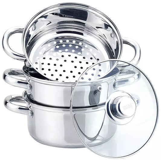 Steamer pot, stainless steel, 5-piece set, 20 cm diameter, 3.1 L, Kinghoff - Carlat