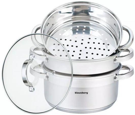 Steaming – Steel Steamer Pot, 4-Piece Set, 22 cm Diameter, Klausberg - Carlat