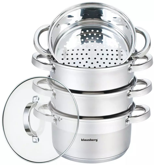 Steaming – Steel Steamer Pot, 5-Piece Set, 18 cm Diameter, Klausberg - Carlat