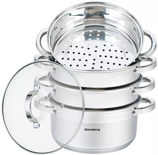 Steaming – Steel Steamer Pot, 5-Piece Set, 22 cm Diameter, Klausberg - Carlat