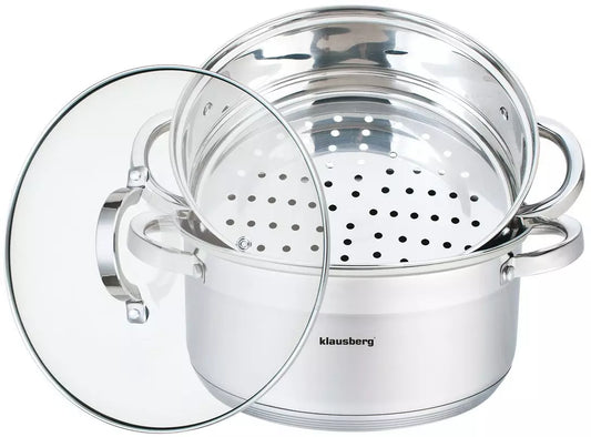 Steaming – Steel steamer pot, 3-piece set, 24 cm diameter, Klausberg - Carlat