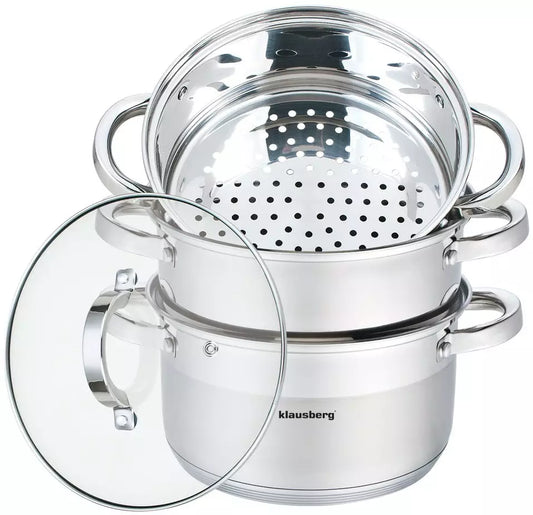 Steaming – Steel steamer pot, 4-piece set, 20 cm diameter, Klausberg - Carlat