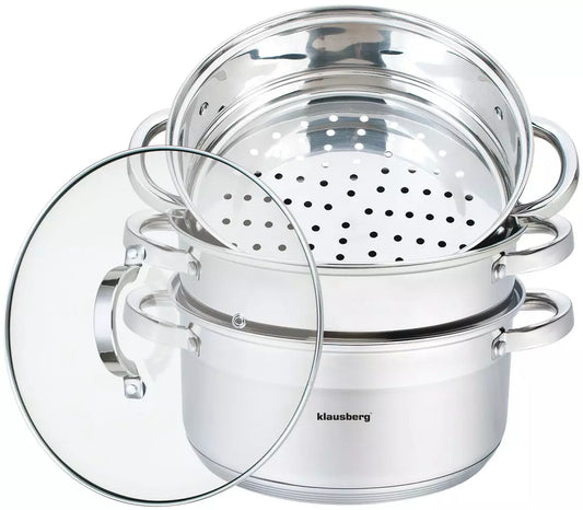 Steaming – Steel steamer pot, 4-piece set, 24 cm diameter, Klausberg - Carlat