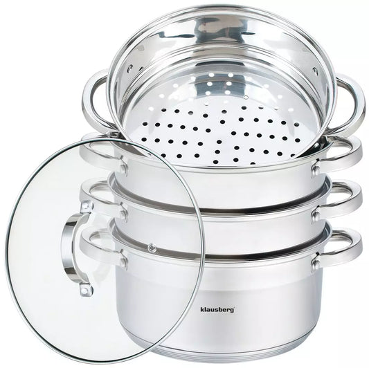 Steaming – Steel steamer pot, 5-piece set, 24 cm diameter, Klausberg - Carlat