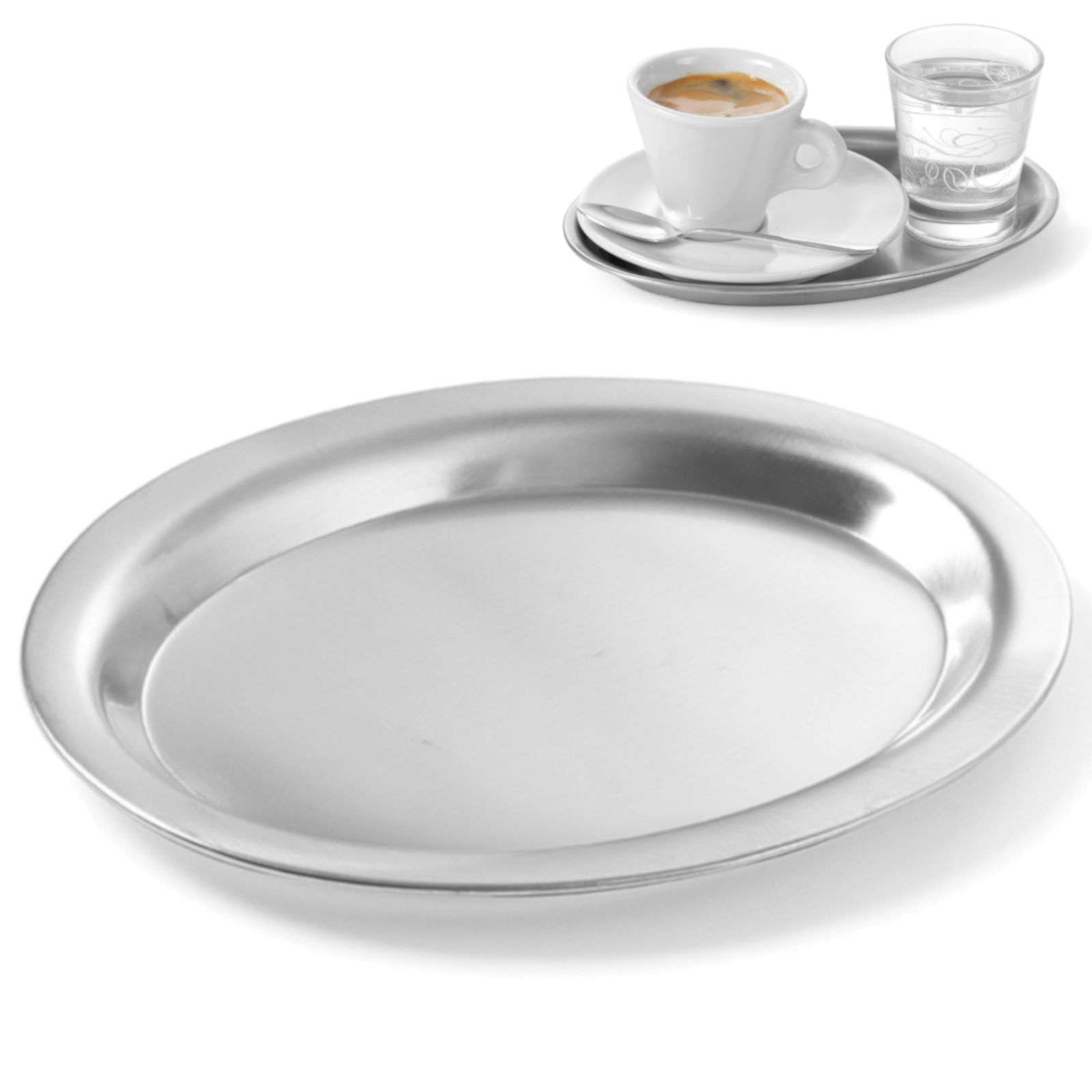 Steel oval coffee tray 26.5x19.5cm - Carlat