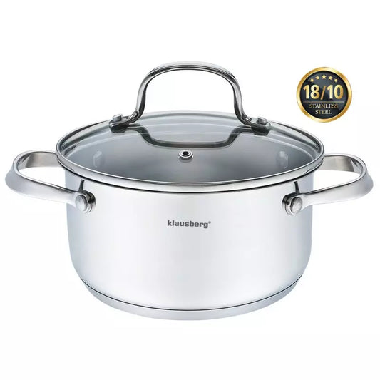 Steel pot with lid, 18 cm diameter, 2.5 L, Klausberg - Carlat