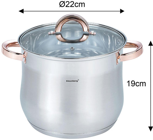 Steel pot with lid, 7.0 L, 22 cm diameter, Klausberg, KB-7792 - Carlat