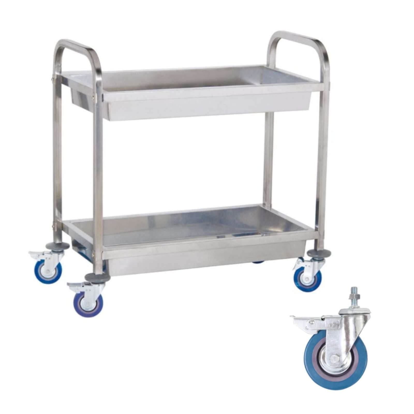 Steel waiter's trolley with 2 shelves and deep shelves - Carlat