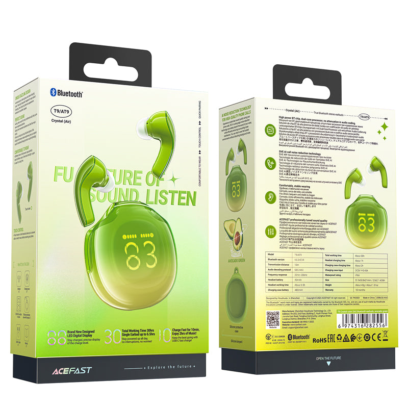 T9 Bluetooth 5.3 in-ear USB-C wireless headphones, green - Carlat