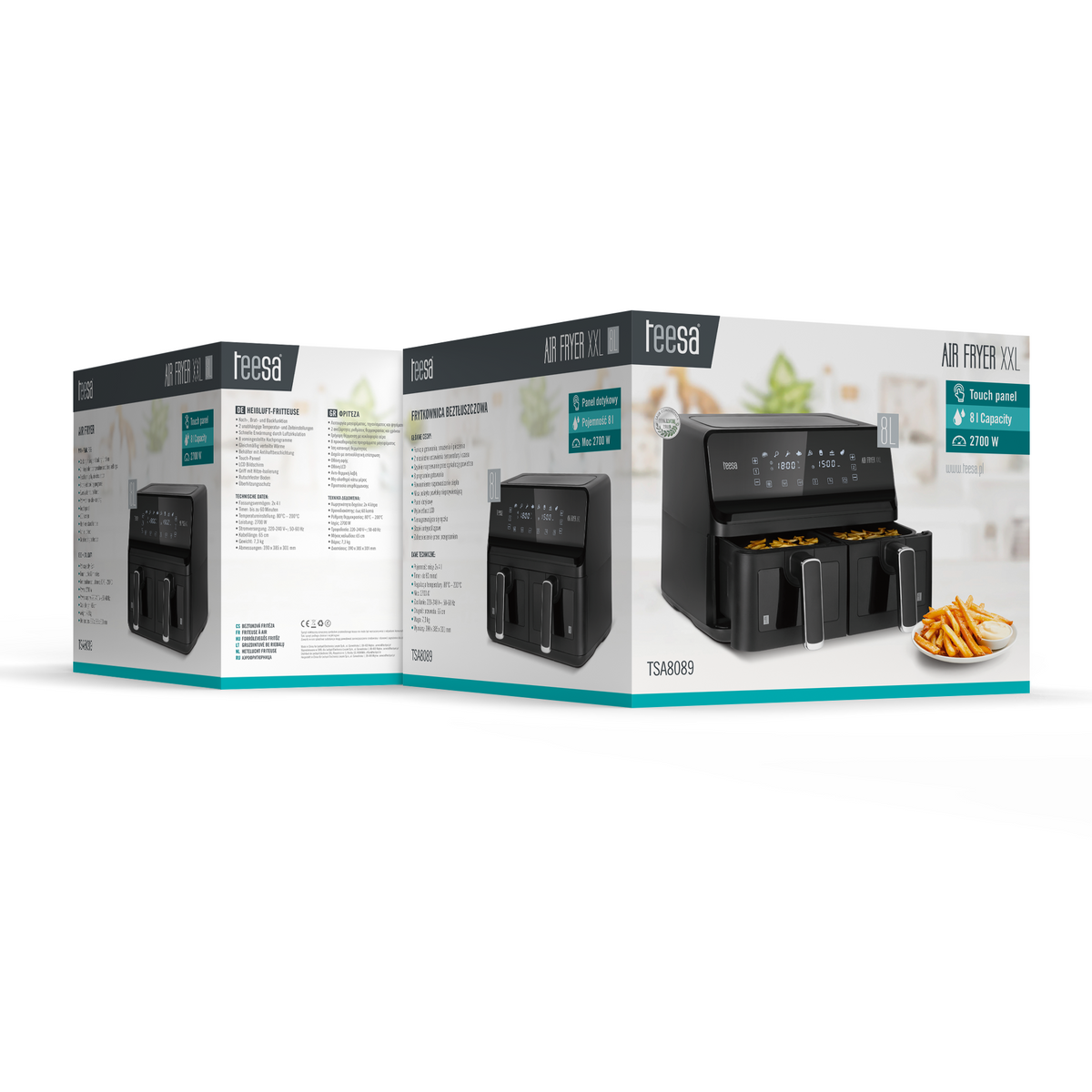 TEESA AIR FRYER DUAL POT XXL 8L 2700W Oil-Free Air Fryer - Carlat