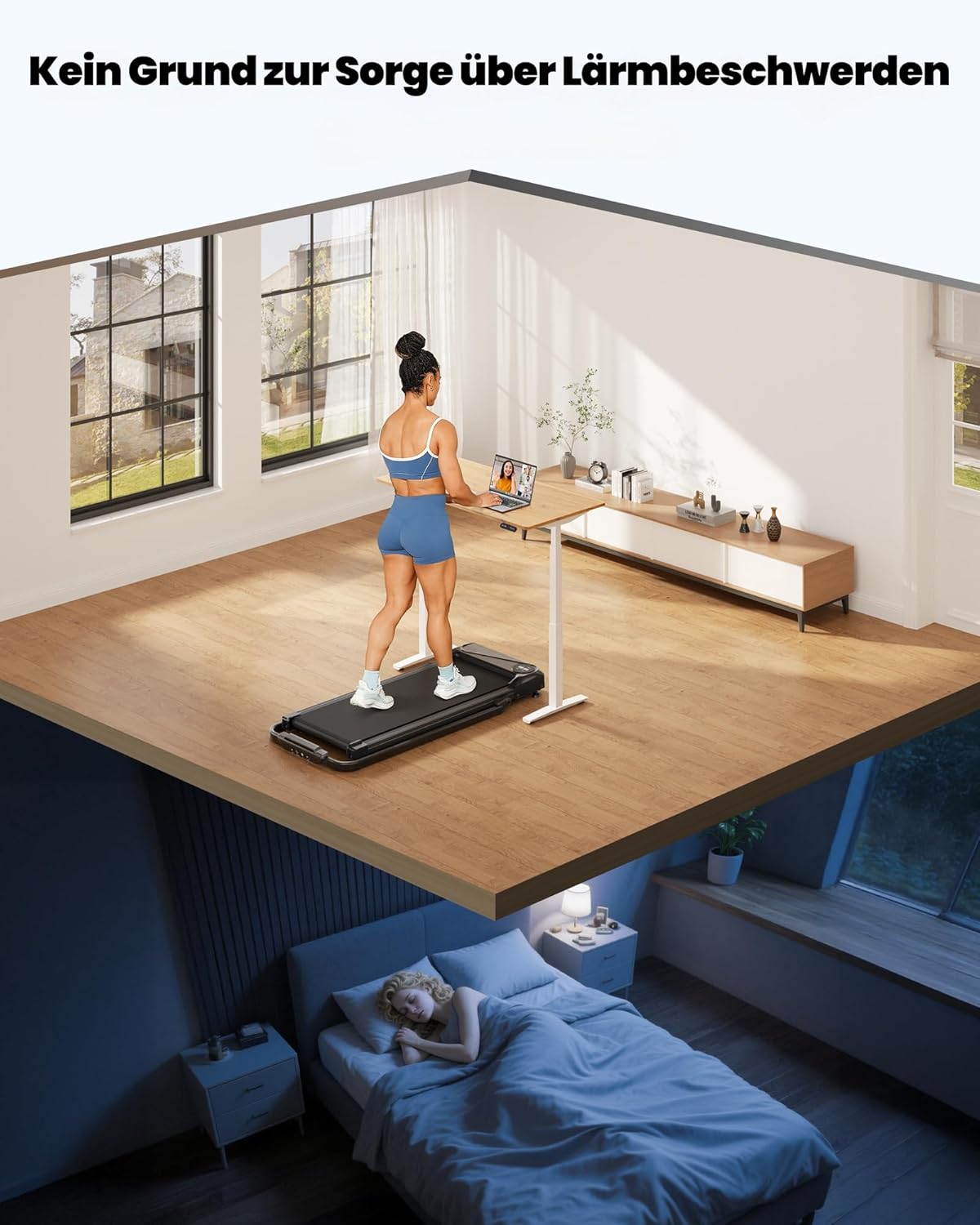 THERUN Home Treadmill, Foldable, Dual Shock Absorption, Quiet Walking Pad with 10% Manual Incline and LED Display, up to 10 km/h, Treadmill Desk for Home and Office - Carlat