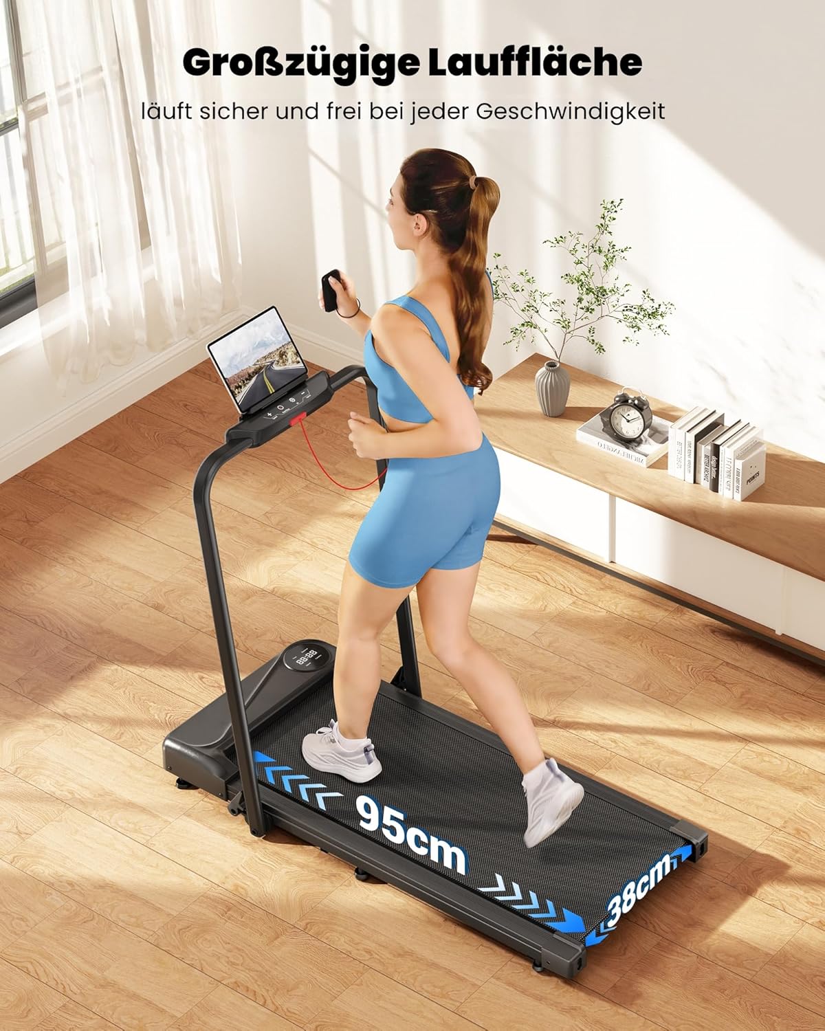 THERUN Home Treadmill, Foldable, Dual Shock Absorption, Quiet Walking Pad with 10% Manual Incline and LED Display, up to 10 km/h, Treadmill Desk for Home and Office - Carlat