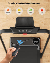 THERUN Home Treadmill, Foldable, Dual Shock Absorption, Quiet Walking Pad with 10% Manual Incline and LED Display, up to 10 km/h, Treadmill Desk for Home and Office - Carlat