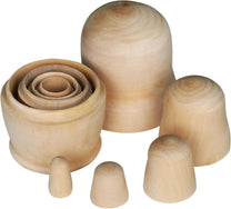 TRIXES 5 Piece Set with Babushka Matryoshka Blanks Made of Wood Unpainted DIY Crafts Carnival - Carlat
