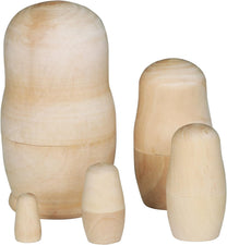TRIXES 5 Piece Set with Babushka Matryoshka Blanks Made of Wood Unpainted DIY Crafts Carnival - Carlat