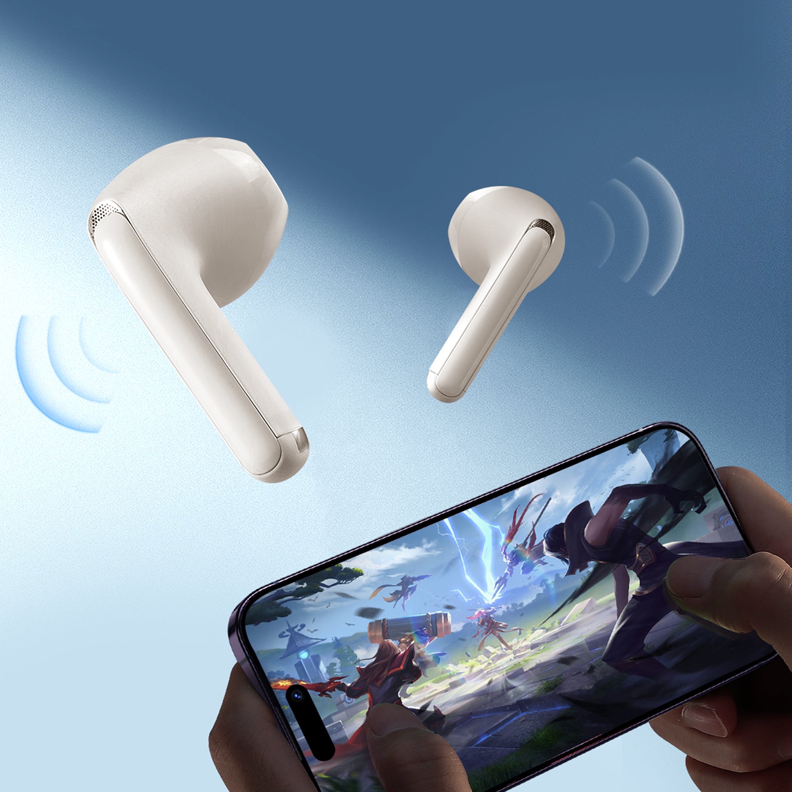 TWS Funpods Series JR-FB1 Bluetooth 5.3 wireless headphones, beige - Carlat
