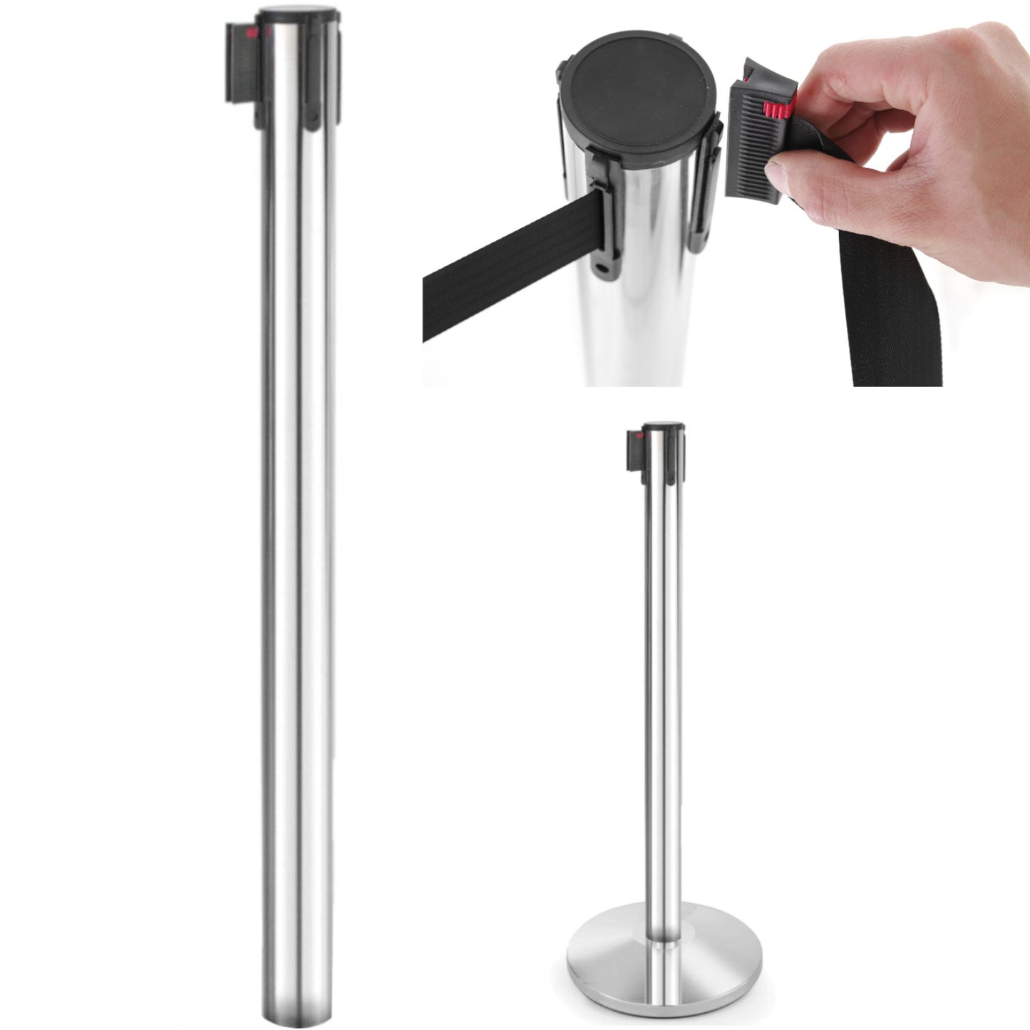 Tables – Barrier post with removable roll-up tape, length 2.7m - Carlat